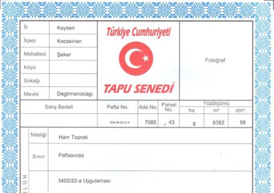 139 ADET TAPU KOOPERATİFİMİZ ADINA VERİLMİŞTİR